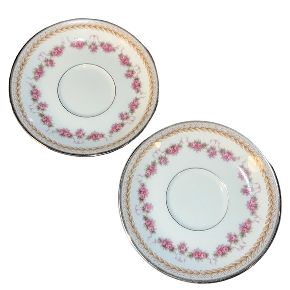 RC SAUCER VINTAGE 1950s PATTERN NORITAKE 564 VICTORIAN PINK ROSES AND LAUREL - Picture 1 of 11